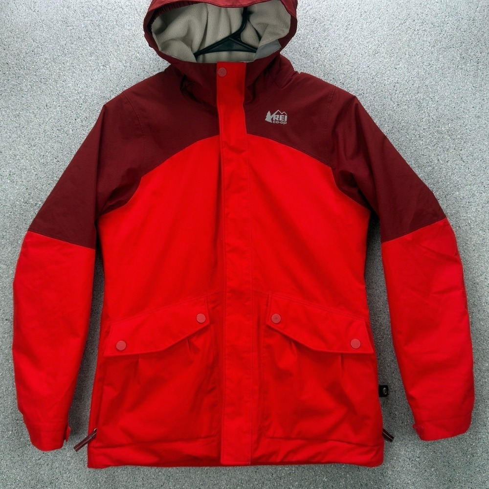 REI Co-op Girls Red Burgundy Insulated Fleece Lined Hooded Jacket Size M 10-12